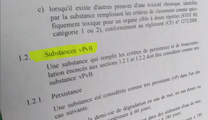 Définition du règlement CLP d'une substance vPvB