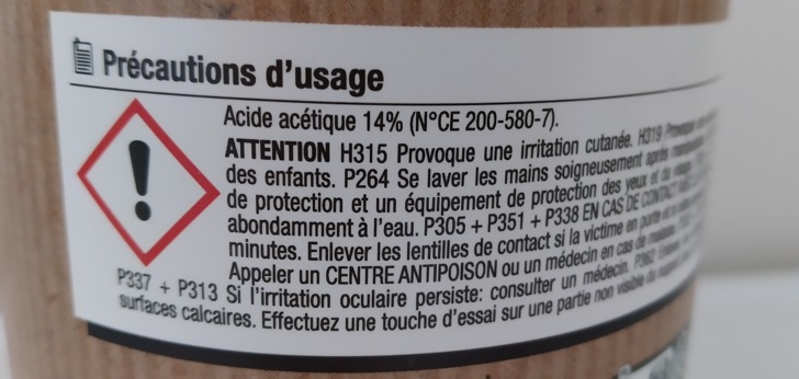 Etiquette Acide Acétique